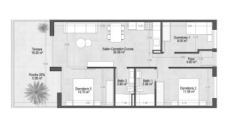Apartment floor plan, 3 bedrooms in VILLAMAR TOURISTIC APARTMENTS VII No. 3